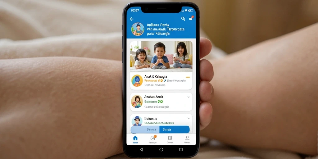 Antarmuka sederhana aplikasi Pantau Anak 93337 dengan fitur-fitur menarik.