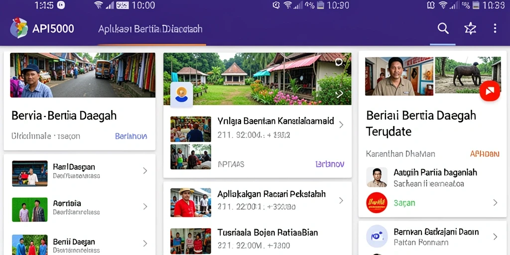 Tampilan antarmuka aplikasi API5000 untuk berita daerah