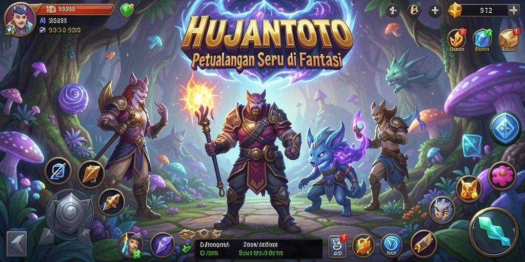 Antarmuka pengguna HUJANTOTO dengan elemen RPG yang menarik.
