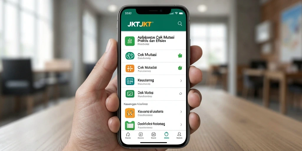 Tampilan antarmuka utama aplikasi JKTJKT untuk cek mutasi.