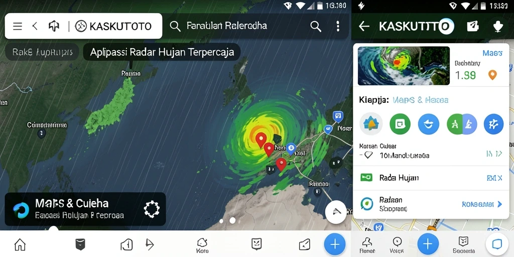 Tampilan antarmuka KASKUSTOTO dengan fitur Radar Hujan yang interaktif.